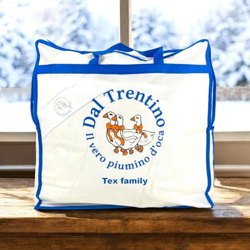 Piumino d’Oca 1 Piazza e Mezza Trentino, Piumone Invernale Caldo e Soffice, 100% Piuma d’Oca Naturale, Imbottitura 360 g/m², Certificato OEKO-TEX - Cm. 200x200