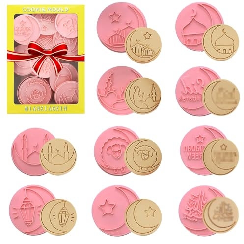 10pcs Eid Mubarak Ausstechformen, Backwerkzeuge für Muslim Eid Party Dekoration, Ramadan Fondant Kuchen Keks Gebäck Fondant Mold