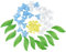 SUPERFINDINGS 160Pcs Acrylic Flower Leaf Beads Tulip Beads Transparent Flowers Leaves Beads Caps Blue White Flower Plastic Beads with Green Leaves Yellow Pistil Beads for Jewelry Making DIY
