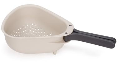 Joseph Joseph Droplet Compact Colander with Folding Handles, Space-Saving Design, Easy-Pour Corners, for Draining Vegetables, Pasta, Fruits, Stone