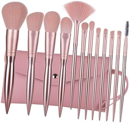 HONMEET 12stücke Teiliges Make-up-pinselset Roségold Puderpinsel Kunststoffgriff Kosmetikpinsel Mit Tasche Professioneller Pinsel Für Damen Kosmetikpinsel