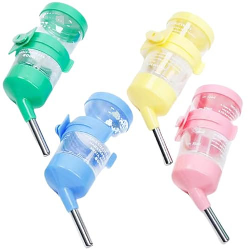 Zwenjuan Kleintiertränke,4 Stück 80 ml Wasserspender für Hamster und Mäuse,Hamster-Wasserflaschen,Hamster Trinkflasche,Hamster Zubehör für Meerschweinchen,Hasen Chinchilla,Ratten,Kleintiere