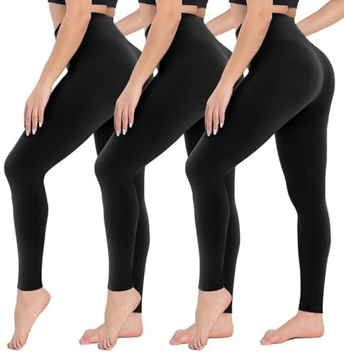 CAMPSNAIL Leggings Damen High Waist Blickdicht Leggins für Sport Yoga Gym (3er Pack-Schwarz,L-XL