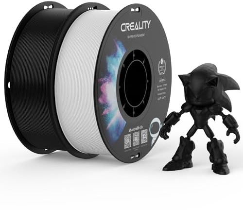 Creality PETG-Filament 1,75, 3D-Drucker-Filament: hervorragende Zähigkeit, hohe Präzision, Maßgenauigkeit +/- 0,02 mm, 2-kg-Spule, passend für die meisten FDM-3D-Drucker, Schwarz-Weiß