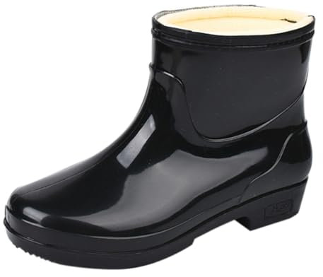 Laquieio Stivali Da Pioggia Donna Adulto Impermeabili Antiscivolo Stivali da Acqua Moda Nuovi stili per le donne Stivali Alti Stivali da Acqua Donna Lavoro, Nero , 40 EU