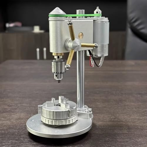 Toplionace Mikro Tischbohrmaschine, Mini Bohrmaschine mit Runder Klemmbasis und Netzteil, Hochpräzises Uhrreparaturwerkzeug （0.3-4MM）