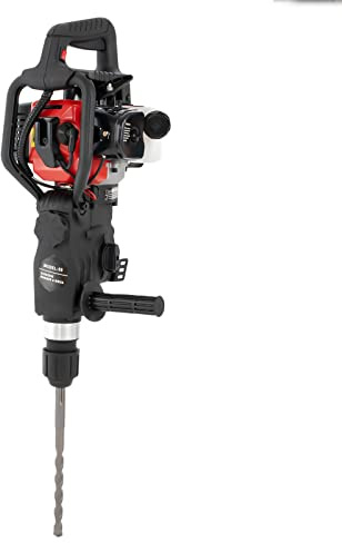 Abbruchhammer Benzin, 1000W 30J Schlagstärke Stemmhammer mit 2-Takt Motor, 3200 1/min Schlagzahl, Inkl.18x350mm Spitzmeißel, Flachmeißel & Werkzeug