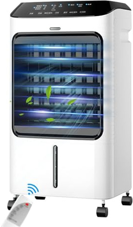 Ventilador de refrigeración, ventiladores portátiles con control remoto, temporizador, tanque de agua grande, ventilador de aire frío de gran angular para uso doméstico
