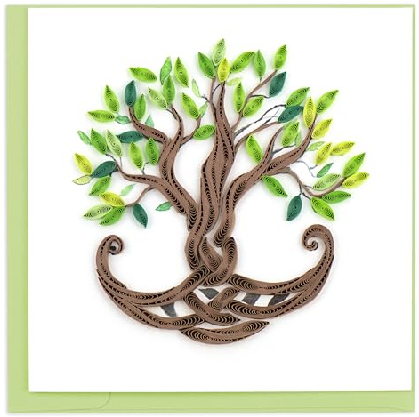 Quilling Card Handmade Quilled Tree of Life Greeting Card – 6x6 Inch Blank Card with Envelope – Fair Trade Verified – Unique Paper Art Keepsake for Any Occasion