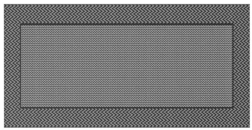 vidaXL Outdoor-Teppich Chevron ARAKIL Schwarz und Grau 500 x 250 cm, Garten- und Terrassenteppich, modern, wetterfest, umweltfreundlich, strapazierfähig, für drinnen und draußen