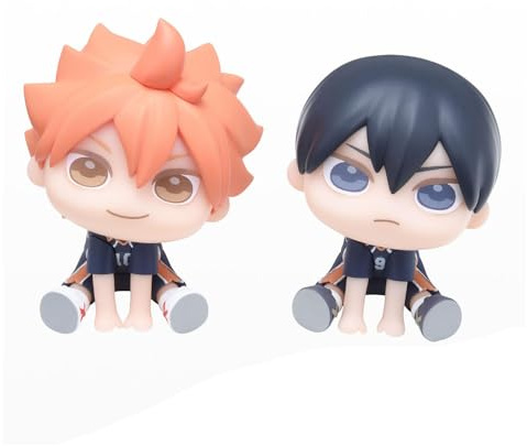 Anjinguang Hinata Shoyo Figur Statue, Tobio Kageyama Anime Look Up Figur, großer Kopf, sitzende Pose, PVC-Modell, Zuhause, Auto, Ornament, Geschenk, Sammlerstück, 6 cm