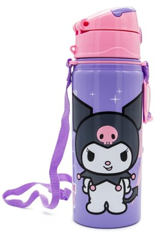 Kids Licensing - Botella de Agua Niños y Niñas - Cantimplora de Aluminio con Asa y Cierre de Clic, Libre de BPA y Toxinas, 600 ml, Diseños Infantiles