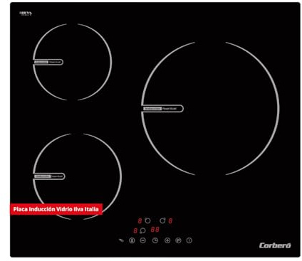 Corberó CCIG367 Plaque à induction 6680 W 3 zones de cuisson Extra large 28 cm Fonction Booster Contrôle tactile Blanc
