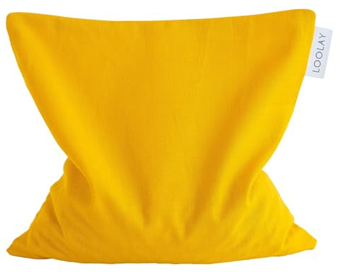 LOOLAY Kirschkernkissen Mikrowelle 20x20 cm – Wärmekissen aus 100% Baumwolle – Kirschkern Kissen Ideal bei Muskelverspannungen oder Menstruationsbeschwerden (gelb)