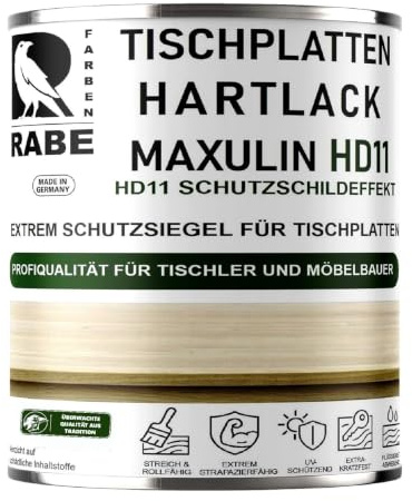 RABE Hartlack Matt MAXULIN HD11 für Tischplatten Thekenlack Holzlack Klarlack farblos Möbel Lack Eiche uvm (Farblos, 1 Liter)