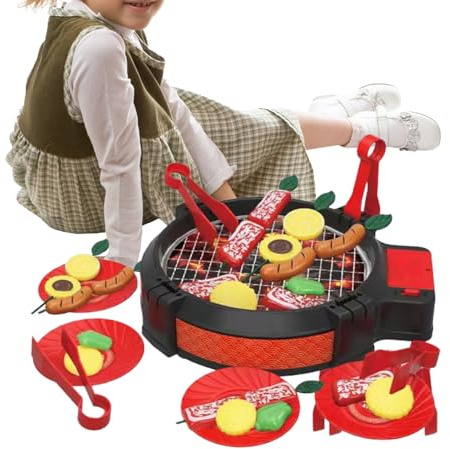 Jouet barbecue - Jouet interactif avec sons - Jouet d'extérieur - Kit de cuisine - Pour l'intérieur, l'extérieur, la maison, le camping, la salle de jeux, l'école maternelle et l'école