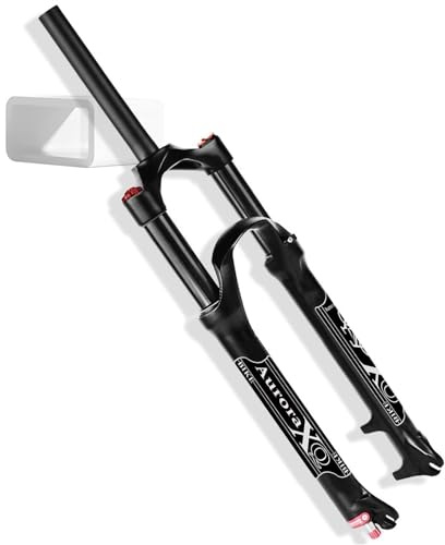 LYYCX AuroraXQ MTB Luft Federgabel 26/27,5/29Zoll, 140mm Federweg, Einstellbare Rückstellkraft, Leichtes Aluminium, XC-Trail-Mountainbike Schwarz(Straight Manual Lockout,26 Zoll)