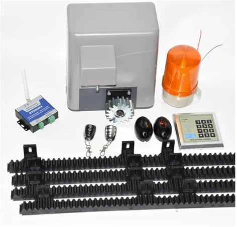 Electric Gate Opener Kit, Electrical Automatic Sliding Gate Door Opener Motor 600kg 4 Keyfobs 5m/6m Racks 1 Keypad Lamp Sensor(1)