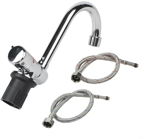 Robinet pliable pour caravane et camping-car, pivotant à 360°, mitigeur eau chaude et froide, design peu encombrant pour le camping et le bateau