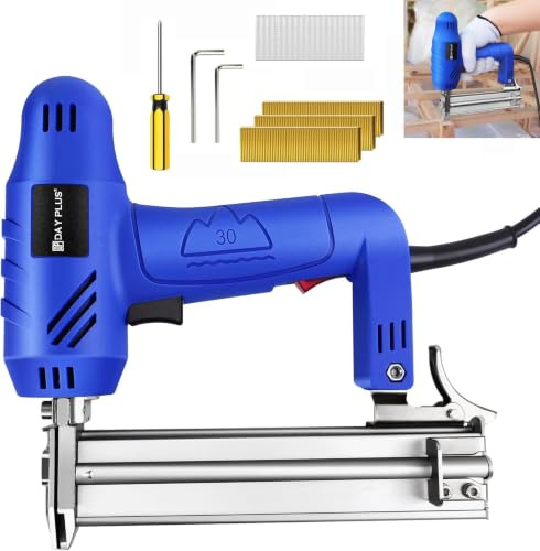 Heavy Duty Electric Nail Gun & Stapler 2-in-1 – 1750W 18G Tacker for 15-32mm Nails & 15-25mm Staples, Lightweight Woodworking Tool for Upholstery, Flooring & DIY, Includes Nails & Staples