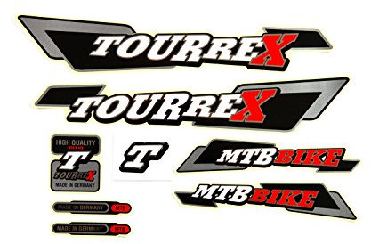 Fahrrad DEKOR Satz Aufkleber Rahmen 8tlg. Frame Decal Sticker Tourrex Schwarz Rot