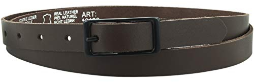 Ledergürtel echt Leder, 2 cm breit, Damen Gürtel, Hüftgürtel, Jeansgürtel, Damengürtel, Casual, schmal, Schnalle, Jeans, Vascavi, Made in Germany (90 cm Gesamtlänge 105 cm, Dunkelbraun)