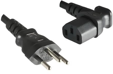 DINIC Stromkabel, Netzkabel für die Schweiz Typ J auf C13 (1,00m, Links gewinkelt)