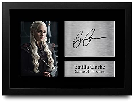 HWC Trading Emilia Clarke A4 Gerahmte Signiert Gedruckt Autogramme Bild Druck-Fotoanzeige Geschenk Für Game Of Thrones Tv-Show-Fans