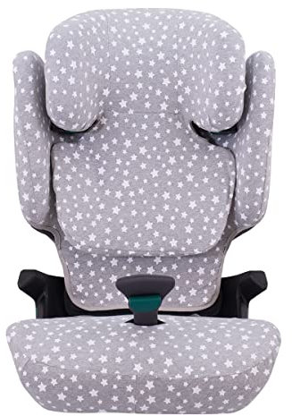 JYOKO KIDS Bezug kompatibel mit Britax Romer Kidfix, aus Baumwolle (Romer Kidfix I-SIZE, WHITE STAR)