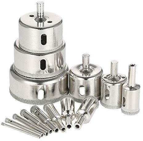14 piezas Brocas de Diamante Kits de Sierra de Agujero Hueco de 3-70 mm Herramientas de Diamante para Azulejos, Vidrio, Mármol, Granito, Cerámica