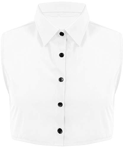 YOOJIA Faux Col de Chemise pour Homme Demi-chemises Amovibles pour Pull Blouse Chemise Unisexe Blanc L