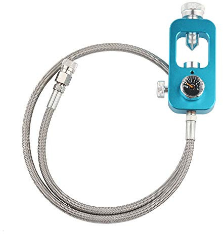 IORMAN DIN-Ventil Scuba Adapter 4500psi Hochdruck-PCP Paintball HPA Tank-Füllstation (Edelstahl geflochten, blau)