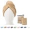 ENETIX 2 Stück Microfaser Handtuch für Damen, Haare Schnelltrocknend 25 × 70 cm Super Absorbierender Anti-Frizz-Haar-Turban, Schnell trocknende Haartücher mit Knopf (Khaki)