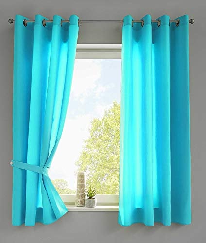 Gardinenbox 2er Set Vorhänge Schal Ösen »Berlin« HxB 175x140 cm Türkis Blickdicht Microsatin Lichtdurchlässig Uni Matt, 20405N2