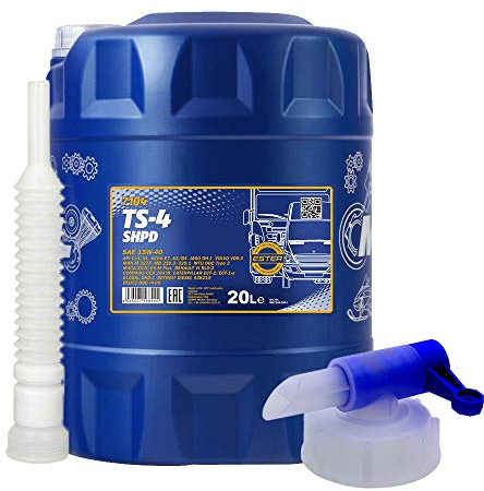 20l, MANNOL 7104 TS-4 SHPD Extra 15W-40 Traktor LKW Boot VDS Öl + Ausgießer + Zapfhahn