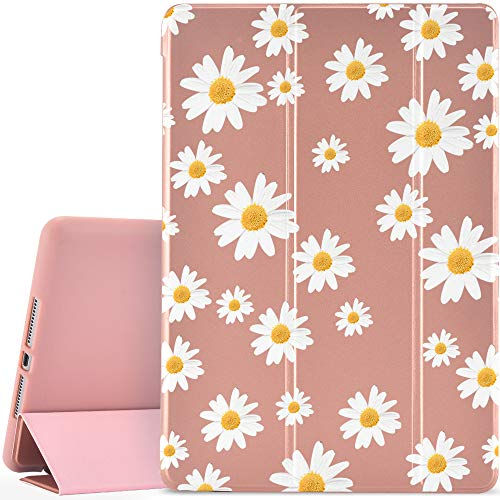 JOYLAND Daisy Pad Hülle für iPad Pro 10,2 Zoll (2019) Rose Gold Case Daisy Floral Flower Anti-Scratch Shockproof Lightweight Smart Trifold Stand Cover Soft TPU Cover für iPad Pro 10,2 Zoll (2019)