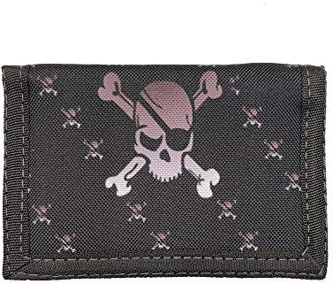 LOLUNA® Portefeuille Scratch ado Classique Motif Pirate, Porte Monnaie, Billet, Carte, Identité, Permis en Toile Robuste - Noir