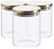Argon Tableware Scandi Storage Jars with Metallic Gold Lids - 750ml - 3 Pack - Modern Round Organisation Container Glass Jar for Kitchens, Pantry, Bathrooms, Utility Rooms