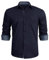 HISDERN Navy Blue Dress Shirt Men Classic Collar Shirt Casual Formal Button Down Regular Fit Shirts Long Sleeve Plaid