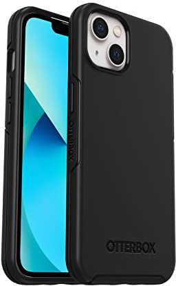 OtterBox Symmetry Hülle für iPhone 13, sturzsicher, schützende dünne Hülle, 3X getestet nach Militärstandard, antimikrobieller Schutz, Schwarz, Keine Einzelhandelsverpackung