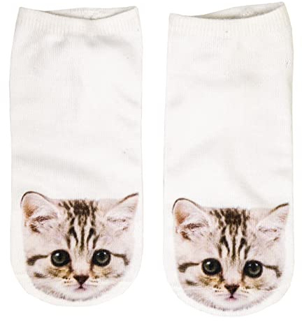 cosey – 1 Paar Sneaker Socken – Katzen Design – Einheits-Größe 33-40 (D6 Kleine Katze Grau)