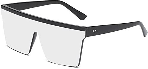 YAMEIZE Vintage Oversized Sunglasses for Women UV400 Protection Trendy Square Eyewear Outdoor (White Silver)