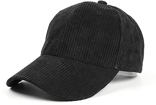 JOYISURE Baseball Cap Herren Damen Einfarbige Cord Baseballmütze Sommer Beiläufiger Schirmmütze Einstellbar Atmungsaktiv Baseballkappe UV-Schutz Baseball Kappe für Draussen,Sport und Reisen,Schwarz