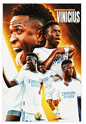 ZHONGZ VinIcius Jr Sports Star Art Poster 16 Leinwand Poster Schlafzimmer Dekor Sport Landschaft Büro Zimmer Dekor Geschenk Rahmen:30 x 45 cm