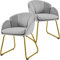 Yaheetech Esszimmerstühle 2er Set modern, Küchenstuhl in Blumenform, Sessel Polsterstuhl mit Metallbeinen Gold, für Wohnzimmer/Esszimmer Grau