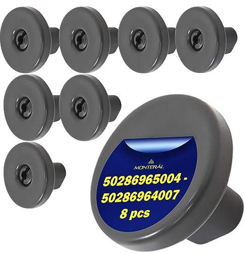 8 Pieces Dishwasher Wheels Lower Basket with the Original Code 5028696500/4 50286965004 5028696400/7 50286964007 for Electrolux for Zanussi - Warranty 10 Years - MONTERAL