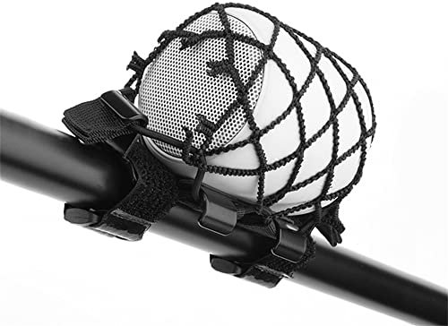 MayHei Support fixe pour petit haut-parleur universel de vélo, support de rangement audio sans fil Bluetooth en métal avec maille élastique