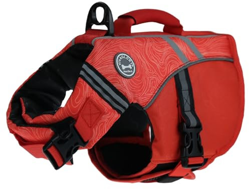 VIVAGLORY Gilet de Sauvetage Style Sportif pour Chien avec Flottabilité Supplémentaire, Gilet de Natation Ajustable et Durable pour Chiens de Petite Taille, Rouge