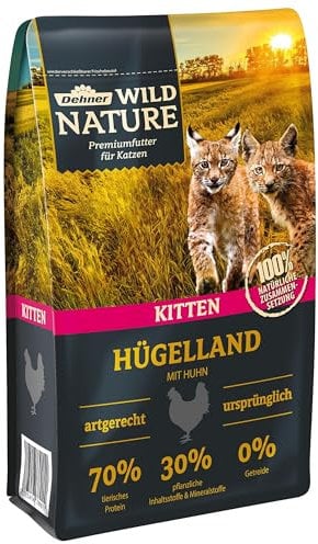 Dehner Wild Nature Katzenfutter Kitten Hügelland, Trockenfutter getreidefrei, für junge Katzen, Huhn, 1.5 kg