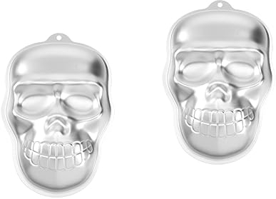 BESTonZON 2 Pz Cottura in Alluminio Padelle in Alluminio Halloween Torta Di Tortiera a Forma Di Teschio Teglia Da Forno a Forma Di Teschio Tortiera Di Halloween Cranio Padella 3d